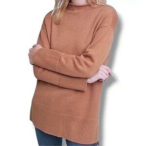 Moth Tunic Sweater Size Large Saskia Brown Mock Neck Long Sleeve Knit Casual